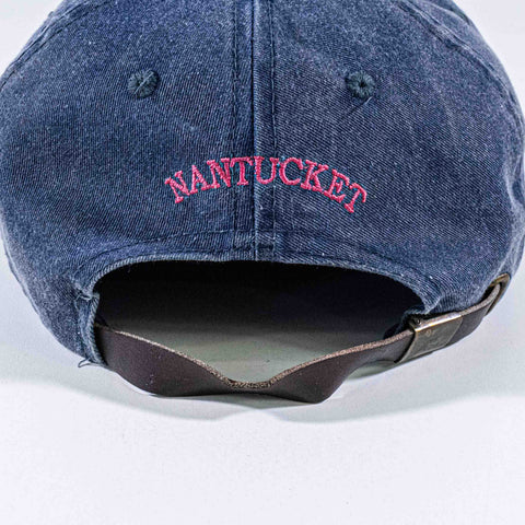 ACK Nantucket Dad Hat Leather Strap Sun Faded