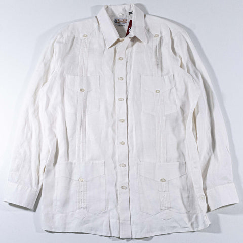 Ramon Puig Guayabera Shirt 100% Linen 4 Pocket