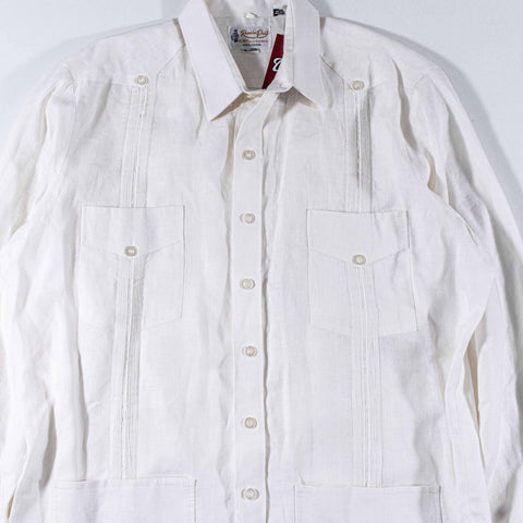 Ramon Puig Guayabera Shirt 100% Linen 4 Pocket