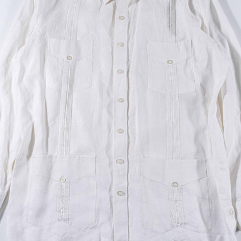 Ramon Puig Guayabera Shirt 100% Linen 4 Pocket