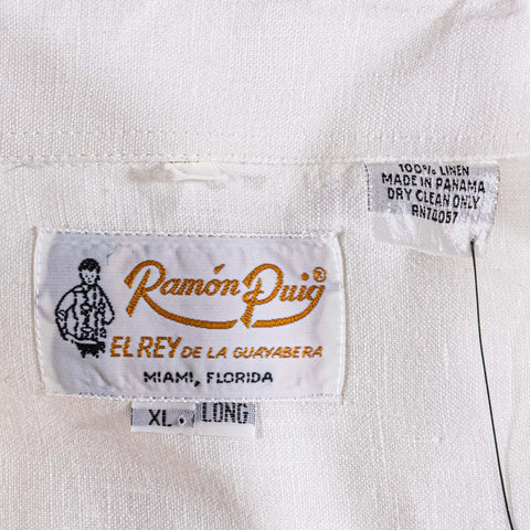Ramon Puig Guayabera Shirt 100% Linen 4 Pocket