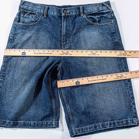 Phat Farm Embroidered Jean Shorts Baggy Wide Leg