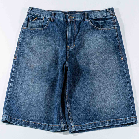Phat Farm Embroidered Jean Shorts Baggy Wide Leg
