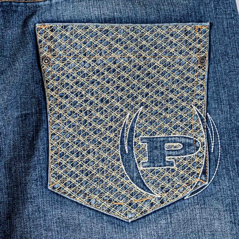 Phat Farm Embroidered Jean Shorts Baggy Wide Leg