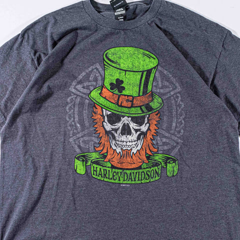 Harley Davidson Leprechaun Skull Motorcycle T-Shirt