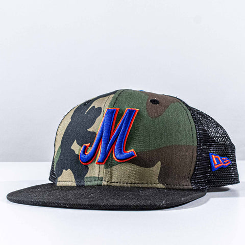 New York Mets New Era The 7 Line Camo Mesh Trucker Hat