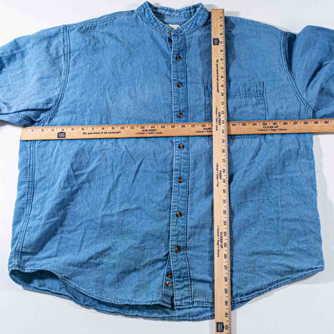 Eddie Bauer Striped Band Collar Shirt