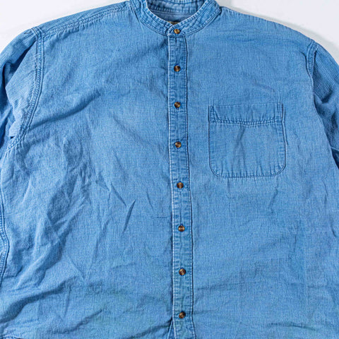 Eddie Bauer Striped Band Collar Shirt