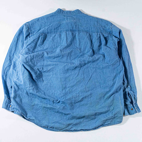 Eddie Bauer Striped Band Collar Shirt