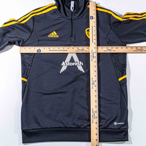 2022-23 Leeds United Adidas 1/4 Zip Hooded Training Top