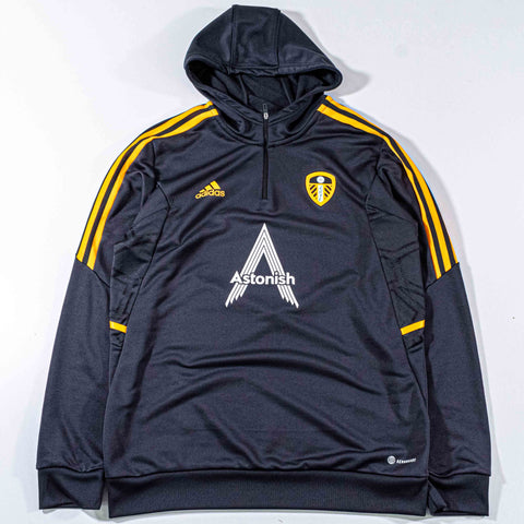 2022-23 Leeds United Adidas 1/4 Zip Hooded Training Top