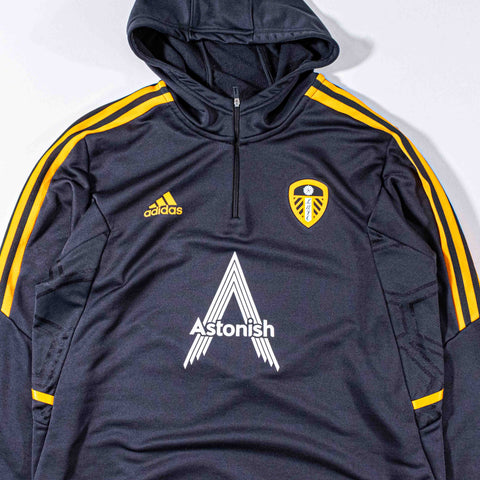 2022-23 Leeds United Adidas 1/4 Zip Hooded Training Top