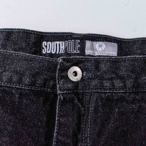 SouthPole Baggy Wide Leg Jean Shorts Jorts Silver Tab
