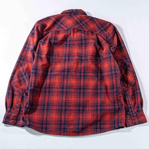 LL Bean Katahdin Performance Plaid Flannel Shirt  Snap Button Wool Blend Elbow Patches