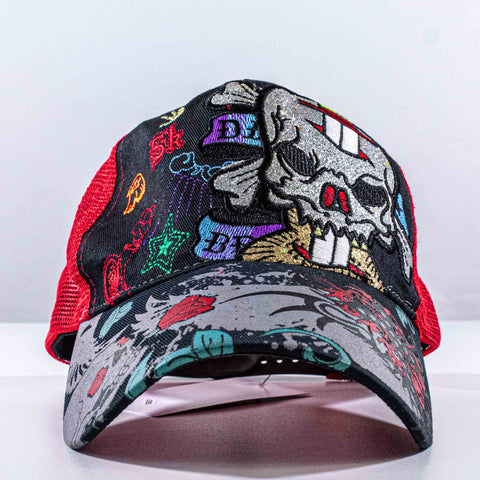 Skulls Crossbone Rose Trucker Hat