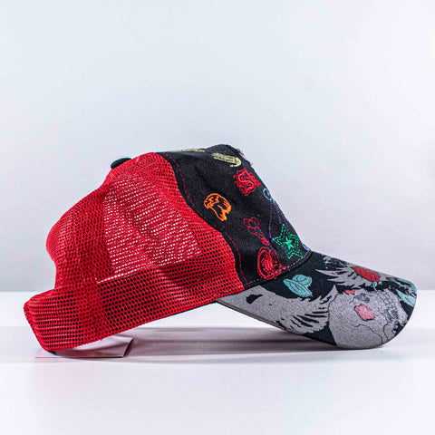 Skulls Crossbone Rose Trucker Hat
