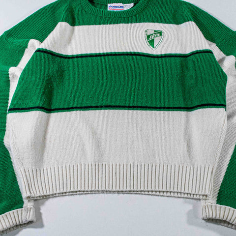 New York Jets Cliff Engle Pro Line Striped Sweater Crest Shield