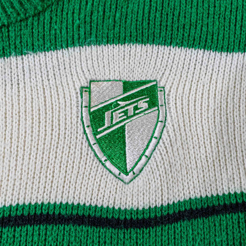 New York Jets Cliff Engle Pro Line Striped Sweater Crest Shield