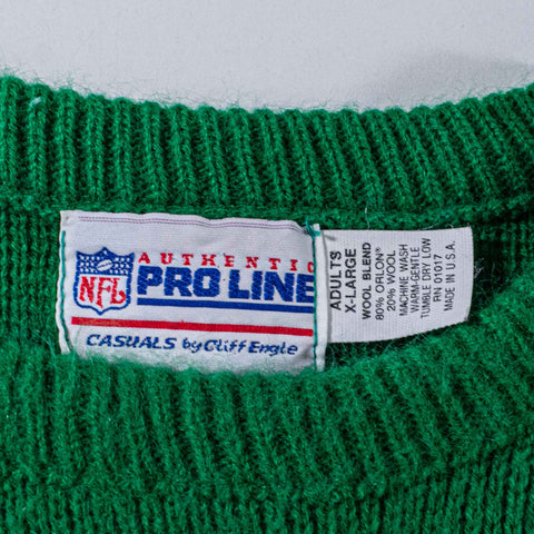 New York Jets Cliff Engle Pro Line Striped Sweater Crest Shield