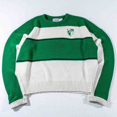 New York Jets Cliff Engle Pro Line Striped Sweater Crest Shield