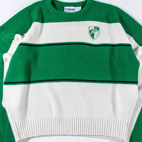 New York Jets Cliff Engle Pro Line Striped Sweater Crest Shield