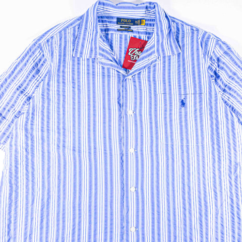 Polo Ralph Lauren Seersucker Striped Loop Collar Camp Shirt
