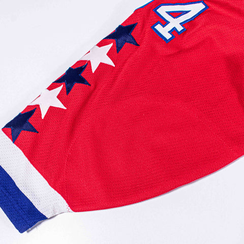Washington Capitals CCM Center Ice Maska Air Knit Jersey Al Iafrate Fight Strap Big Block