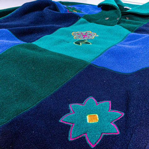 FILA Floral Embroidered Fleece Pullover Made in Italy