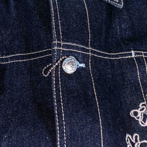 Raw Blue Embroidered Denim Suit Jacket Jeans Hip Hop