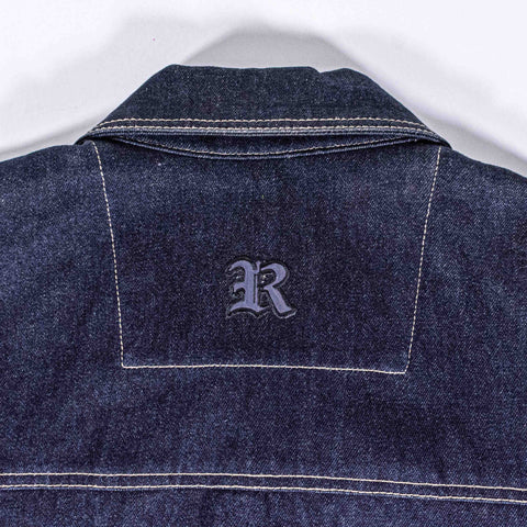 Raw Blue Embroidered Denim Suit Jacket Jeans Hip Hop