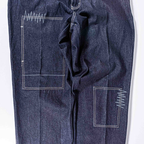 Raw Blue Embroidered Denim Suit Jacket Jeans Hip Hop