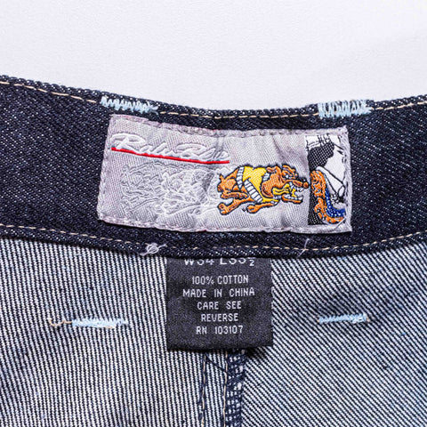 Raw Blue Embroidered Denim Suit Jacket Jeans Hip Hop