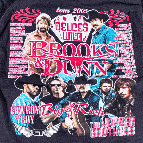 Brooks & Dunn Deuces Wild Tour 2005 T-Shirt Big & Rich Warren Brothers