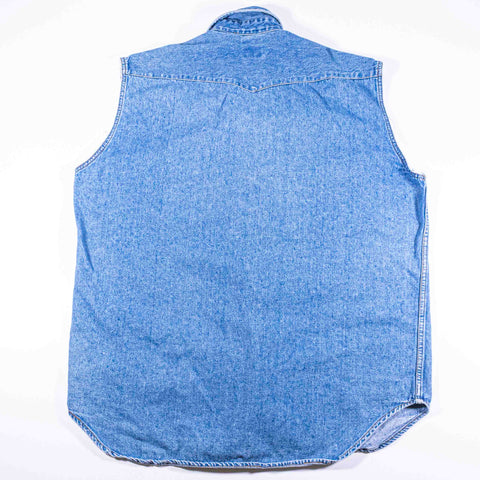 GAP Pearl Snap Denim Sleeveless Shirt Sawtooth