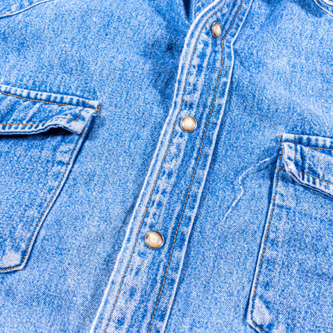 GAP Pearl Snap Denim Sleeveless Shirt Sawtooth