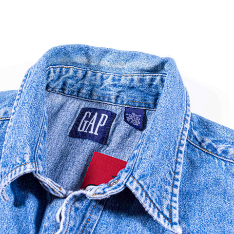 GAP Pearl Snap Denim Sleeveless Shirt Sawtooth