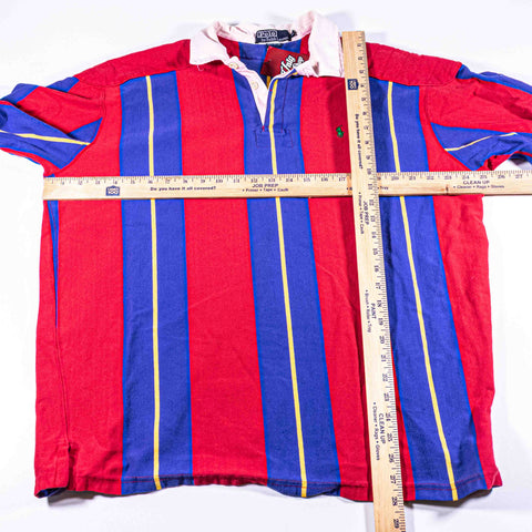 Polo Ralph Lauren Striped Rugby Shirt Longsleeve Made in USA Elbow Patches