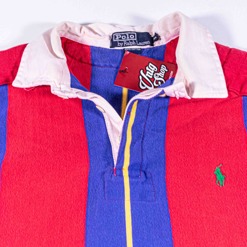Polo Ralph Lauren Striped Rugby Shirt Longsleeve Made in USA Elbow Patches
