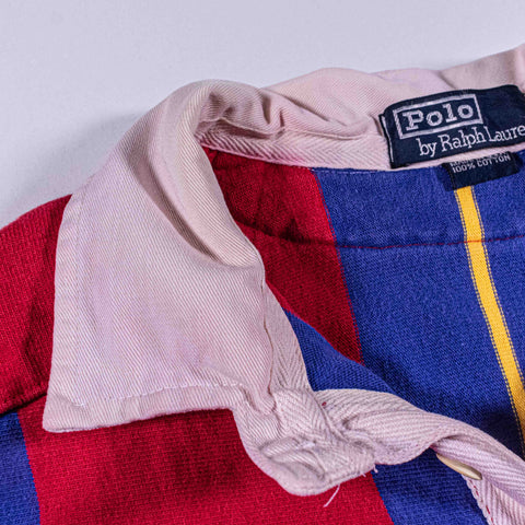 Polo Ralph Lauren Striped Rugby Shirt Longsleeve Made in USA Elbow Patches