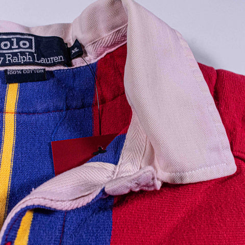 Polo Ralph Lauren Striped Rugby Shirt Longsleeve Made in USA Elbow Patches