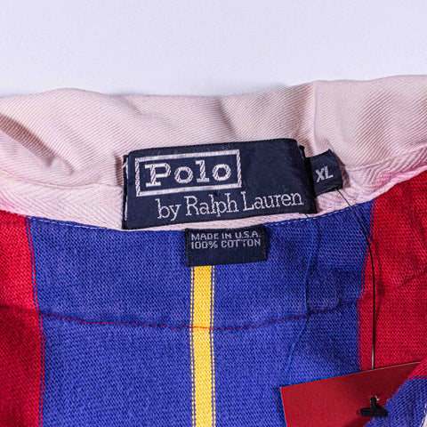 Polo Ralph Lauren Striped Rugby Shirt Longsleeve Made in USA Elbow Patches