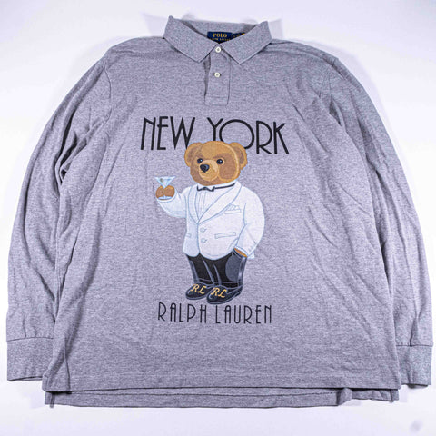 Polo Ralph Lauren Bear New York Cocktail Polo Shirt Long Sleeve
