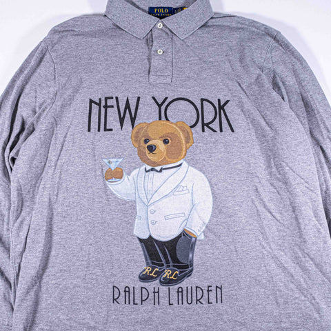 Polo Ralph Lauren Bear New York Cocktail Polo Shirt Long Sleeve