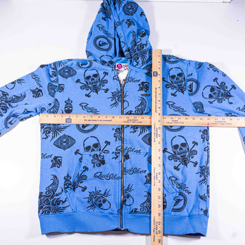 QuikSilver Surf AOP Skull Zip Hoodie Sweatshirt
