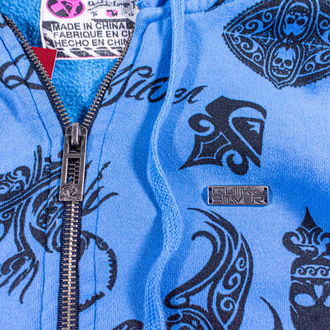 QuikSilver Surf AOP Skull Zip Hoodie Sweatshirt