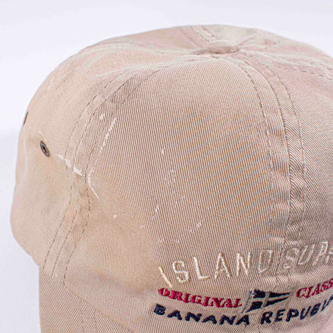 Banana Republic Island Supply Leather Strapback Hat Paint Splatter Made in USA
