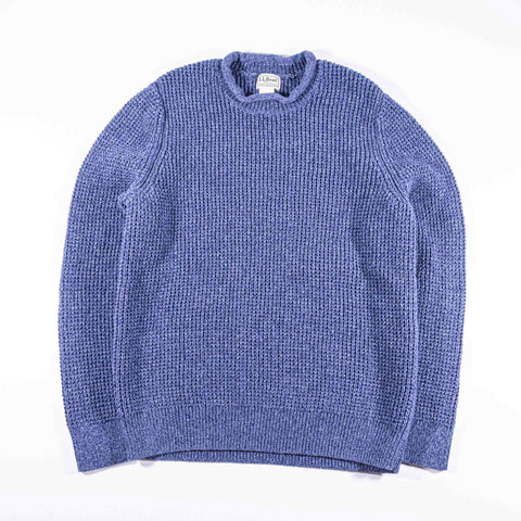 LL Bean Fisherman Organic Waffle Rollneck Crew Sweater