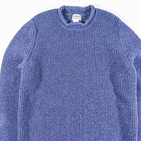LL Bean Fisherman Organic Waffle Rollneck Crew Sweater