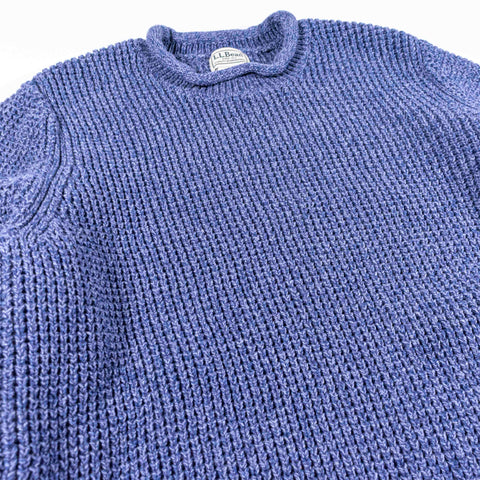 LL Bean Fisherman Organic Waffle Rollneck Crew Sweater