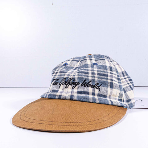 The Golfing World Long Brim Plaid Hat Dunlop Head Wear Made in Japan